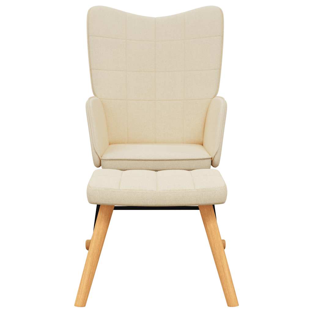 Schaukelsessel mit Hocker Creme Stoff