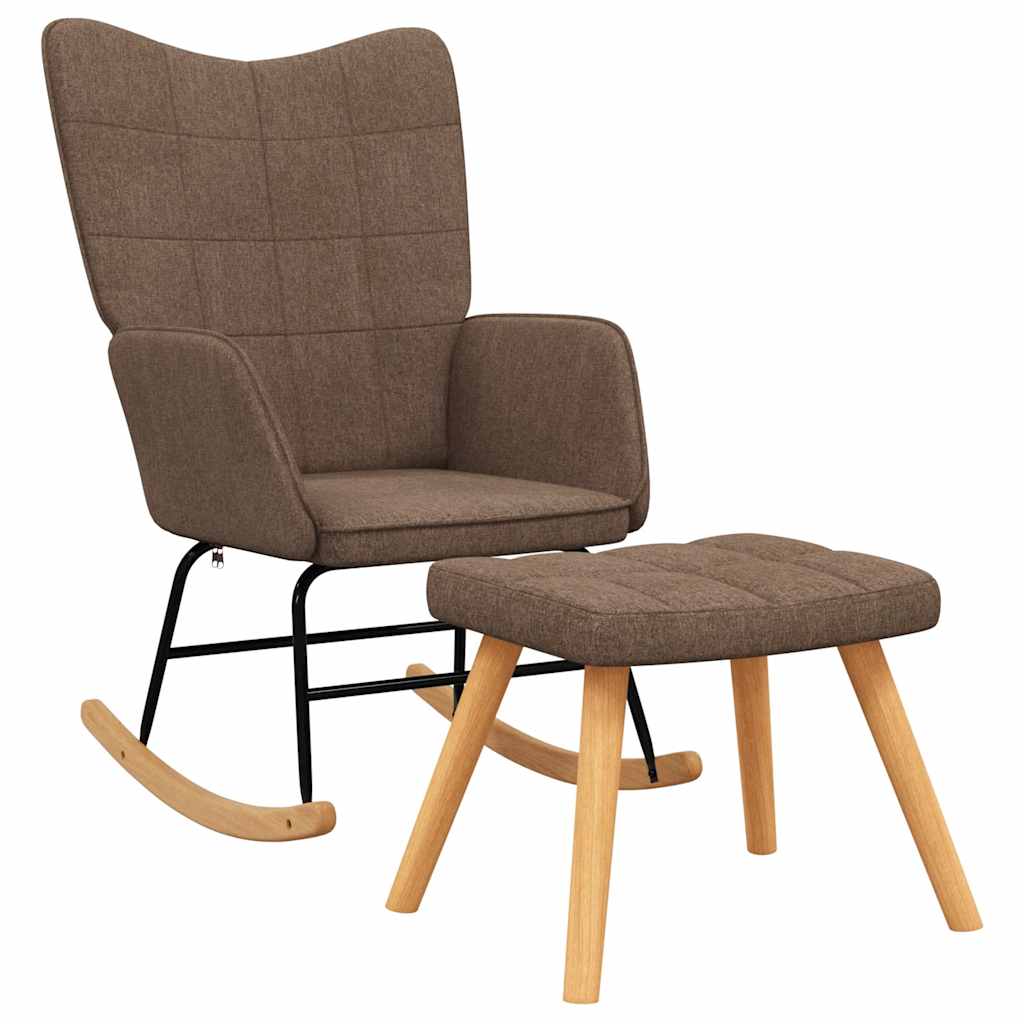 Schaukelsessel mit Hocker Braun Stoff