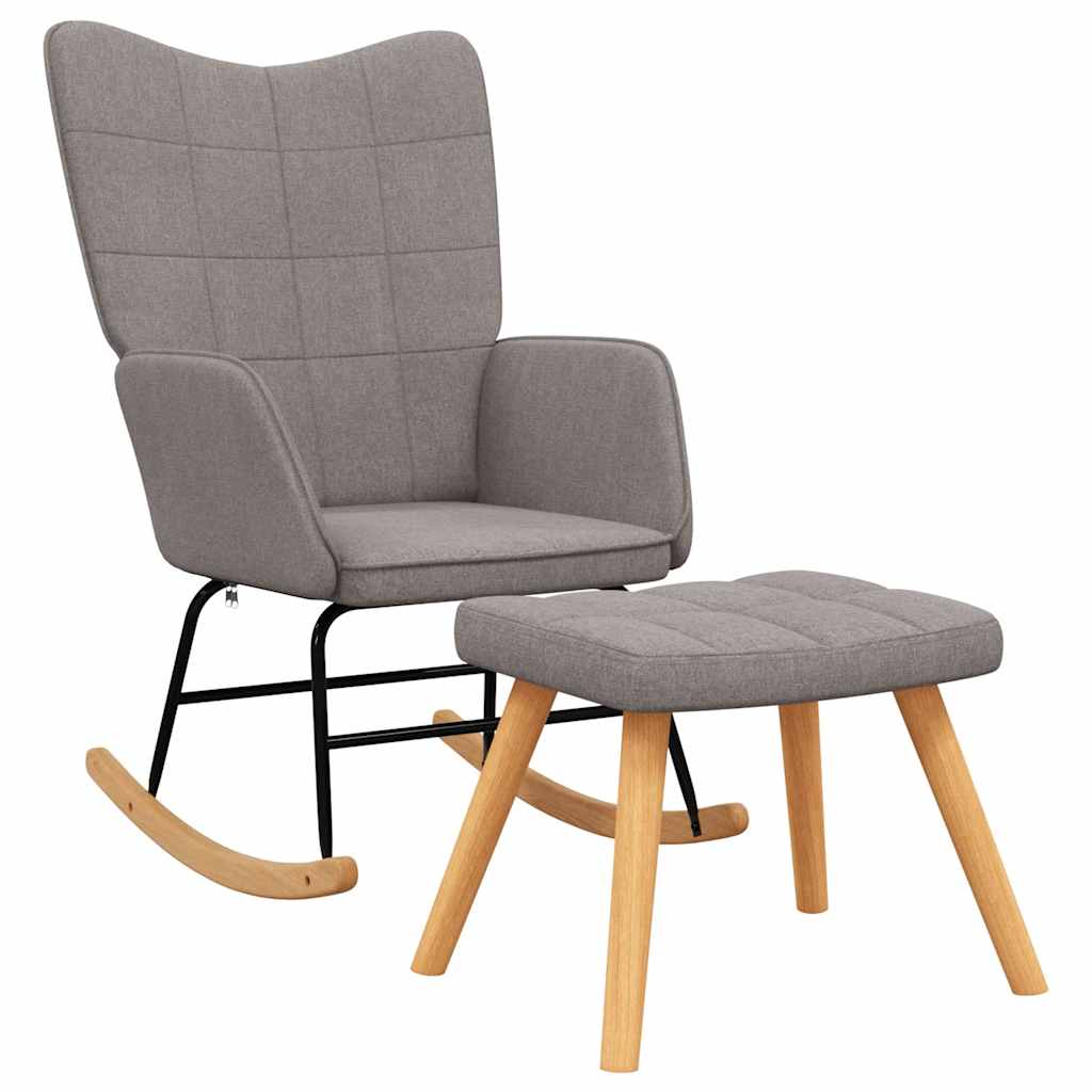 Schaukelstuhl mit Hocker Stoff Taupe