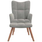 Relaxsessel mit Hocker Hellgrau Samt