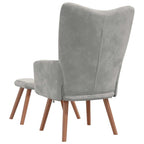 Relaxsessel mit Hocker Hellgrau Samt