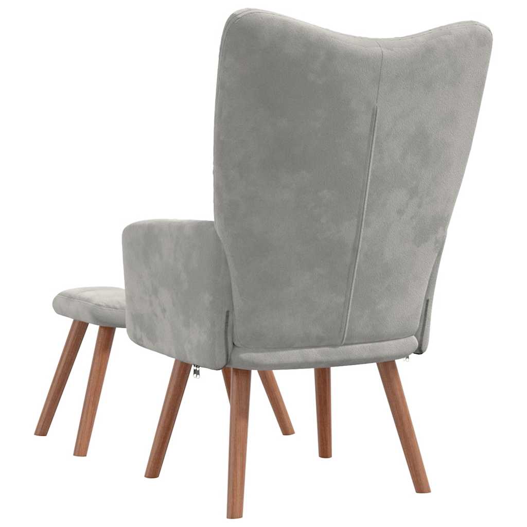 Relaxsessel mit Hocker Hellgrau Samt