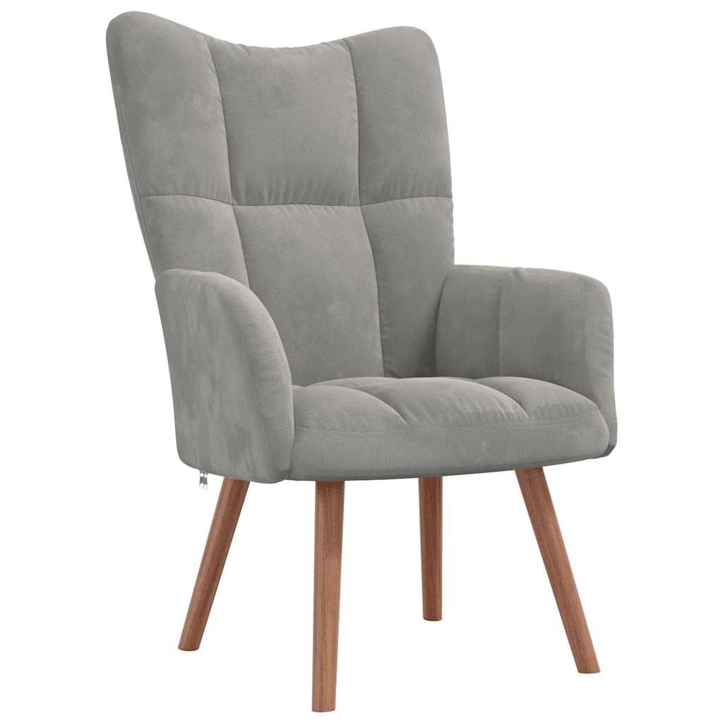 Relaxsessel mit Hocker Hellgrau Samt