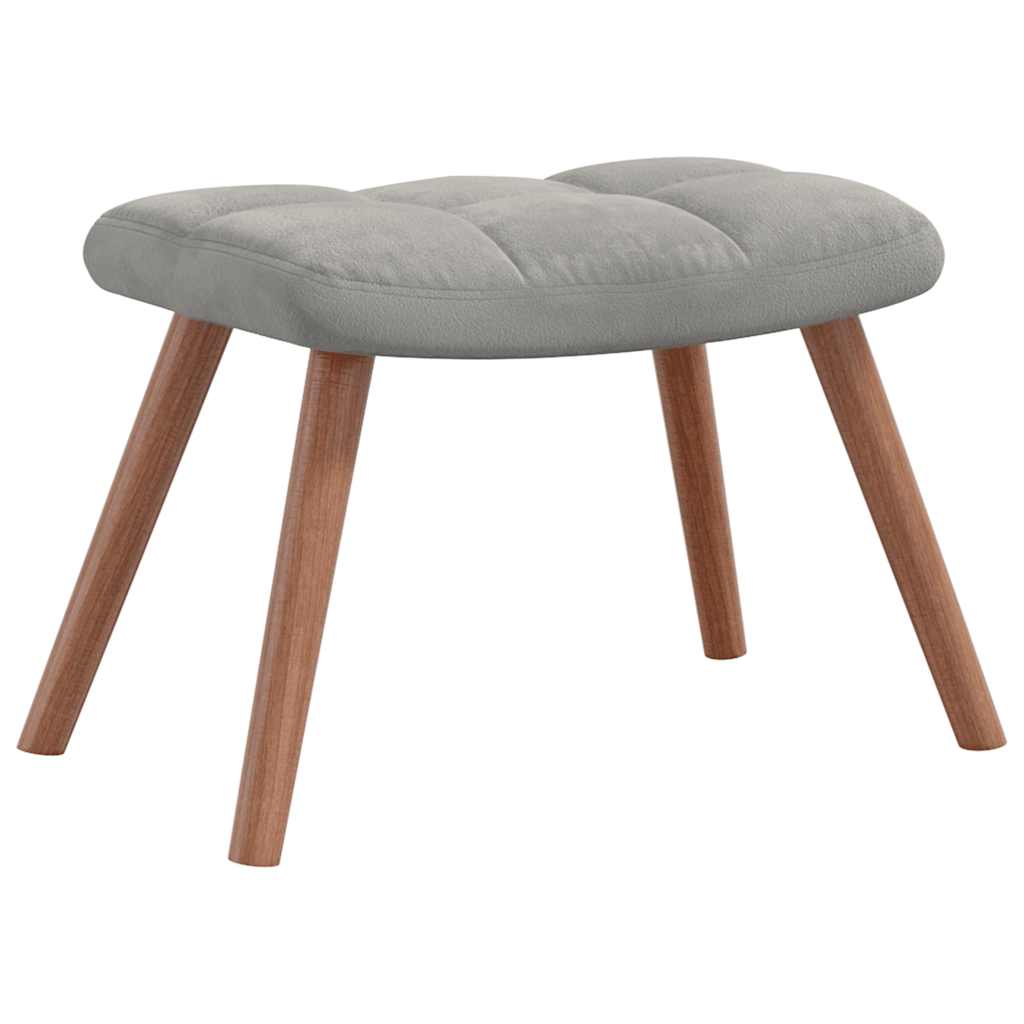 Relaxsessel mit Hocker Hellgrau Samt