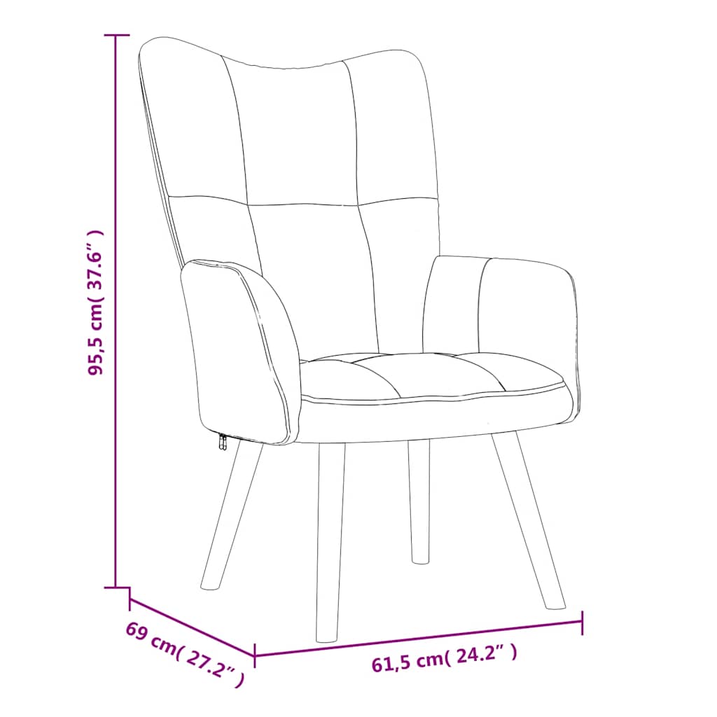 Relaxsessel mit Hocker Hellgrau Samt