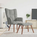 Relaxsessel mit Hocker Hellgrau Samt