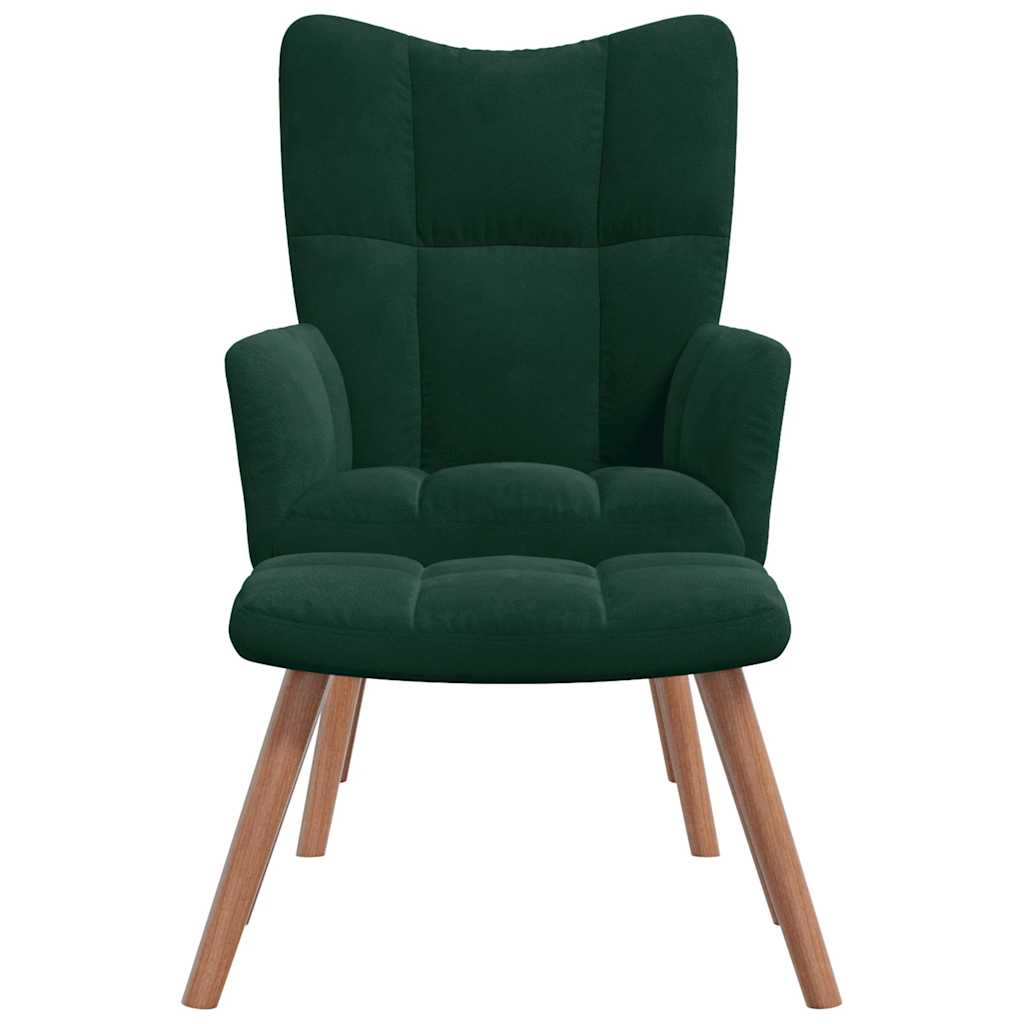 Relaxsessel mit Hocker Dunkelgrün Samt