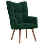 Relaxsessel mit Hocker Dunkelgrün Samt