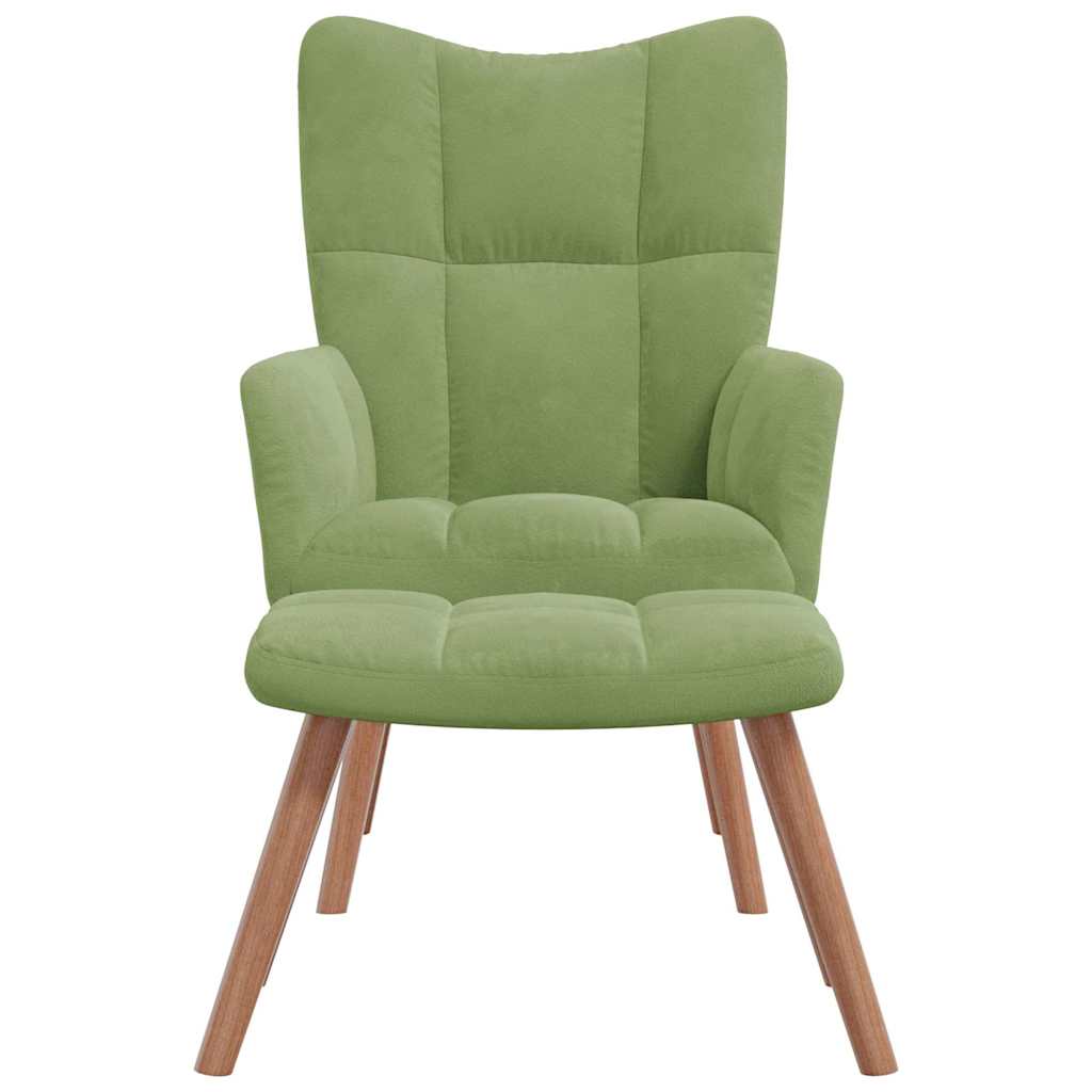 Relaxsessel mit Hocker Hellgrün Samt