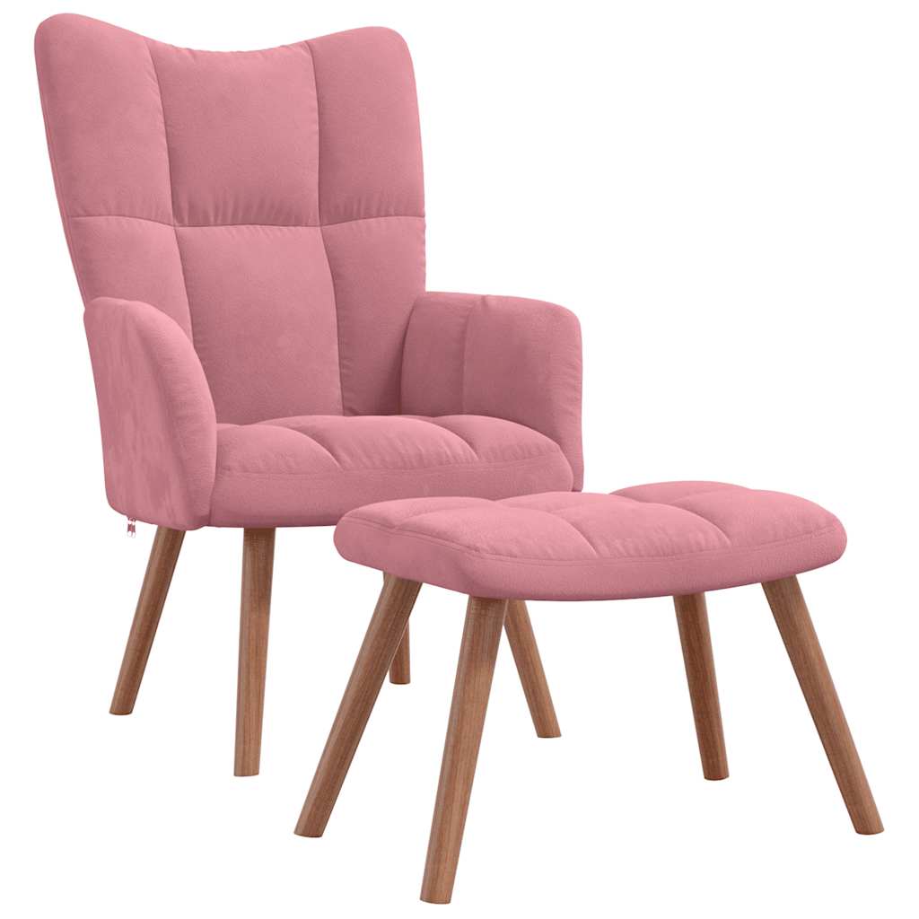 Relaxsessel mit Hocker Rosa Samt