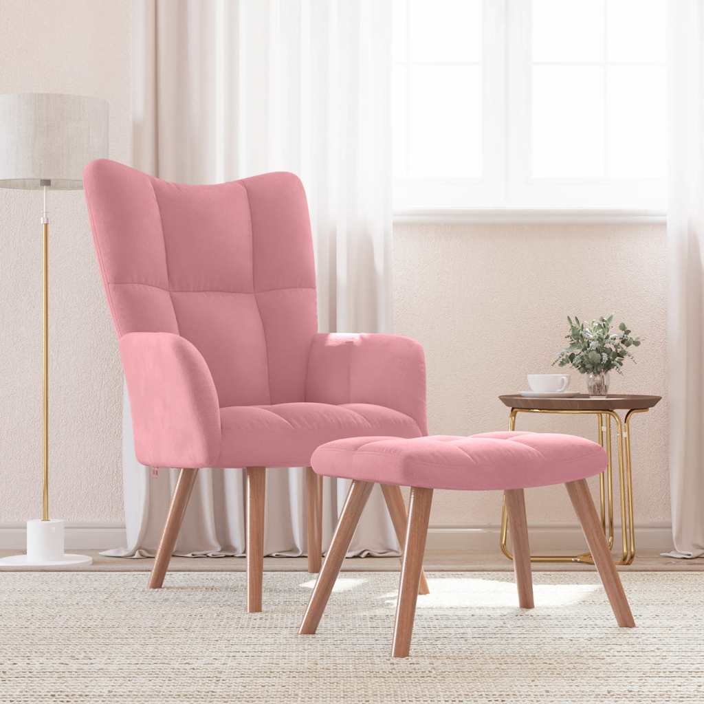 Relaxsessel mit Hocker Rosa Samt