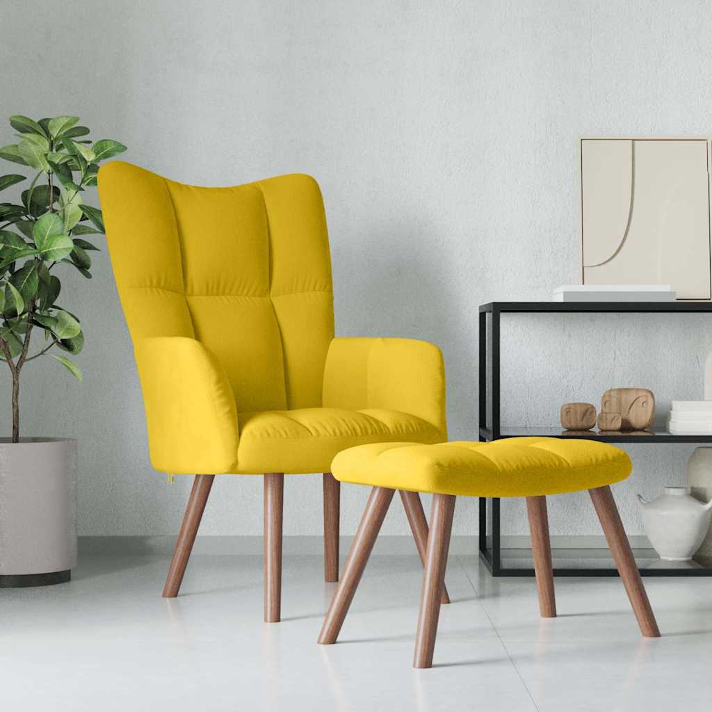 Relaxsessel mit Hocker Senfgelb Samt