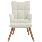 Relaxsessel mit Hocker Cremeweiß Samt