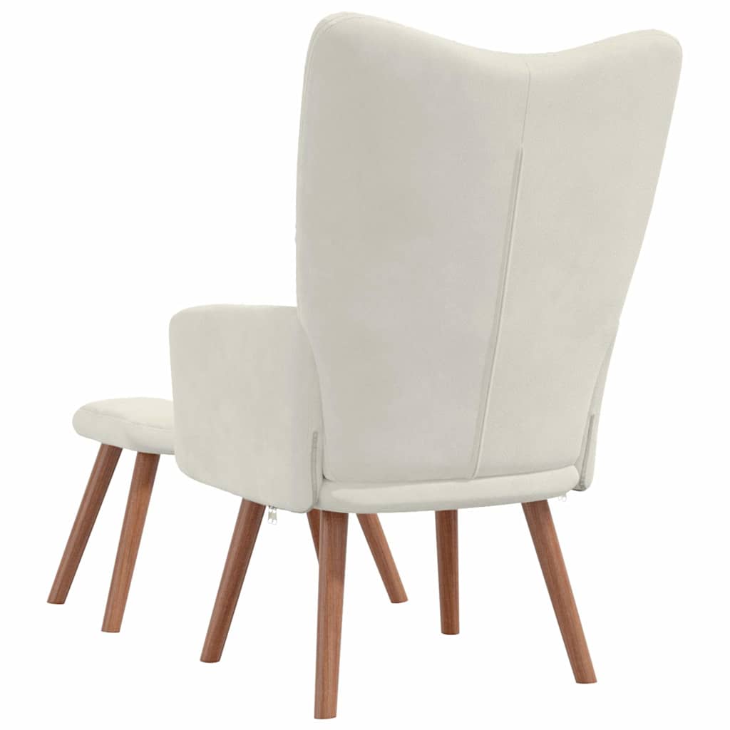 Relaxsessel mit Hocker Cremeweiß Samt