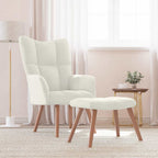 Relaxsessel mit Hocker Cremeweiß Samt