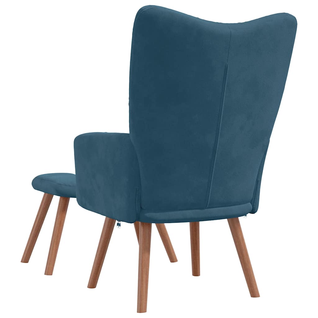 Relaxsessel mit Hocker Blau Samt