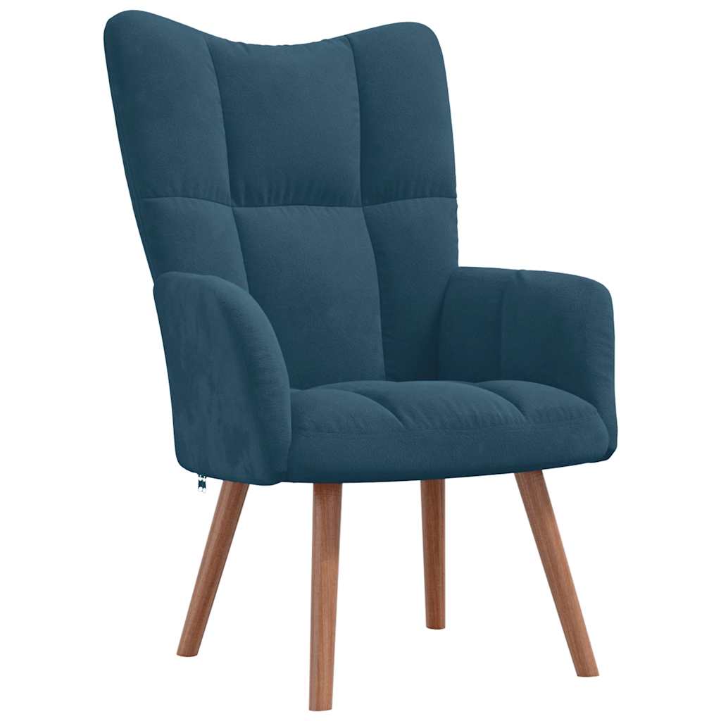 Relaxsessel mit Hocker Blau Samt