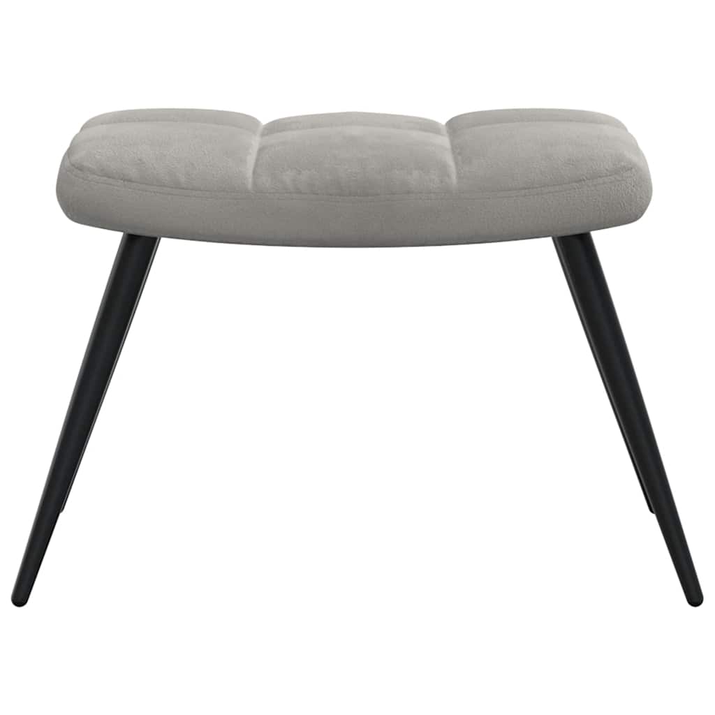 Relaxsessel mit Hocker Hellgrau Samt