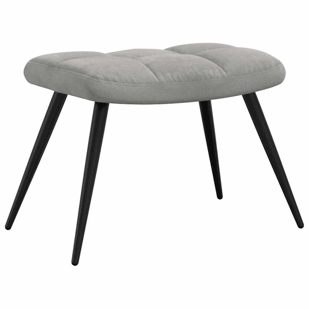 Relaxsessel mit Hocker Hellgrau Samt