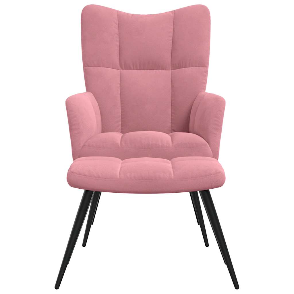 Relaxsessel mit Hocker Rosa Samt