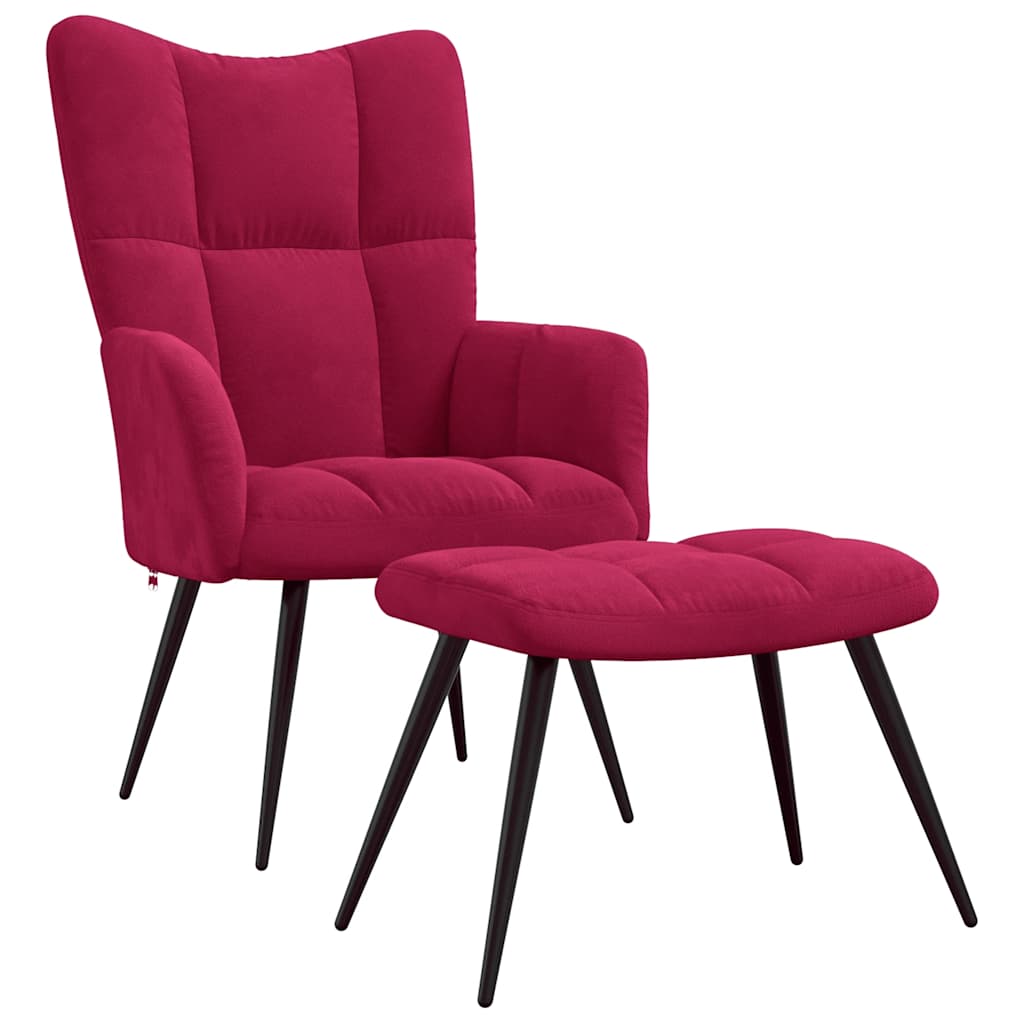 Relaxsessel mit Hocker Weinrot Samt
