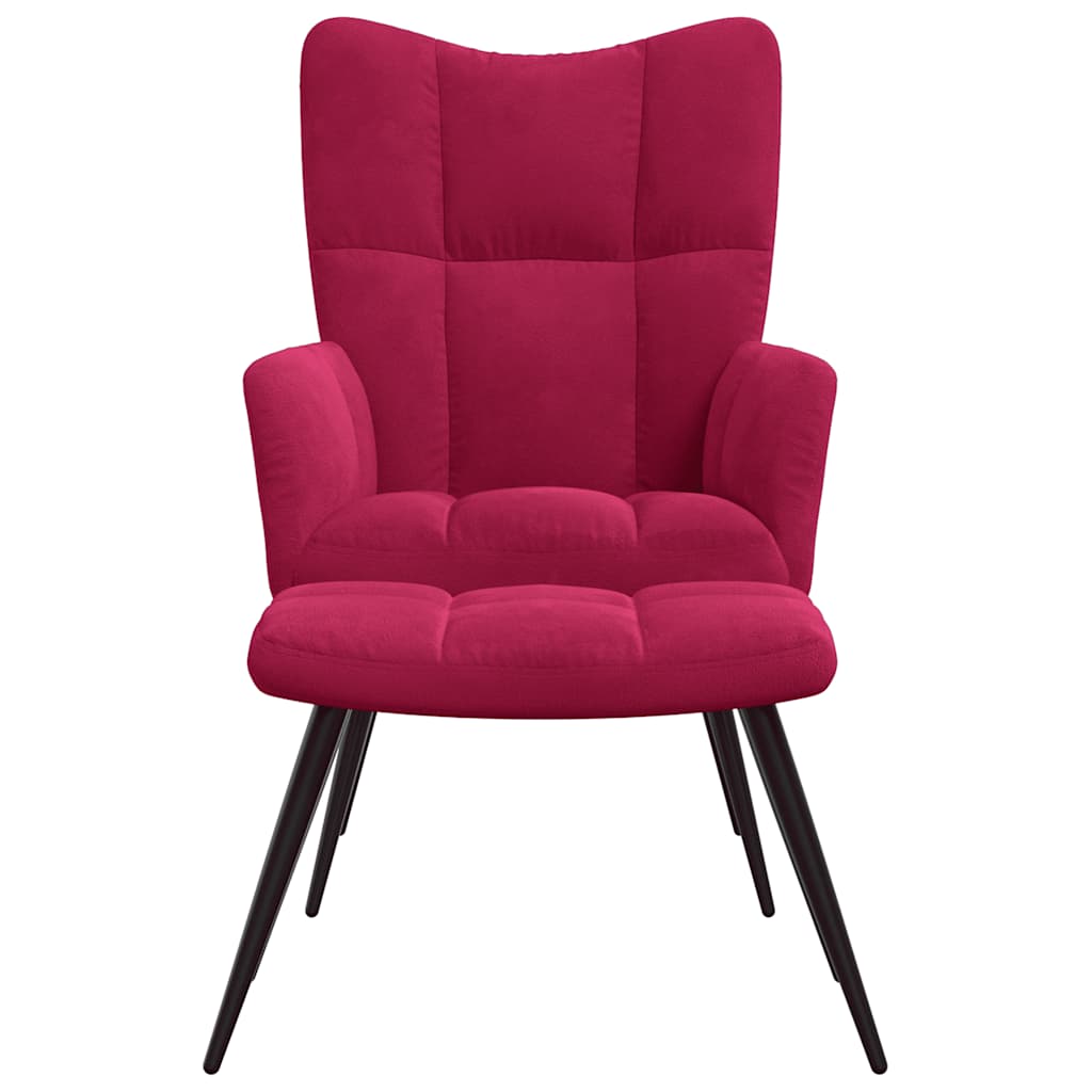 Relaxsessel mit Hocker Weinrot Samt