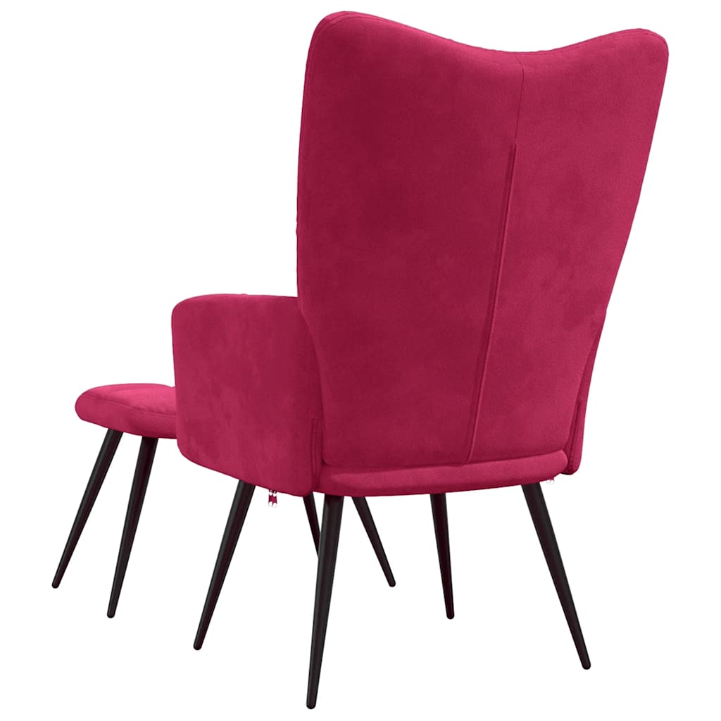 Relaxsessel mit Hocker Weinrot Samt