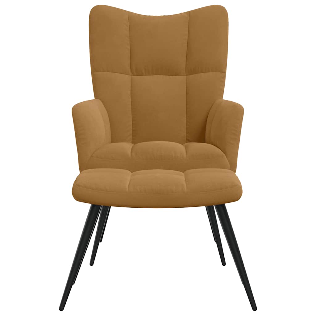 Relaxsessel mit Hocker Braun Samt