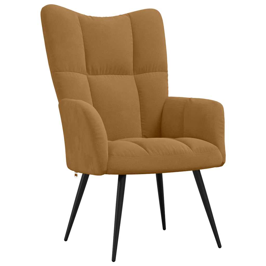 Relaxsessel mit Hocker Braun Samt