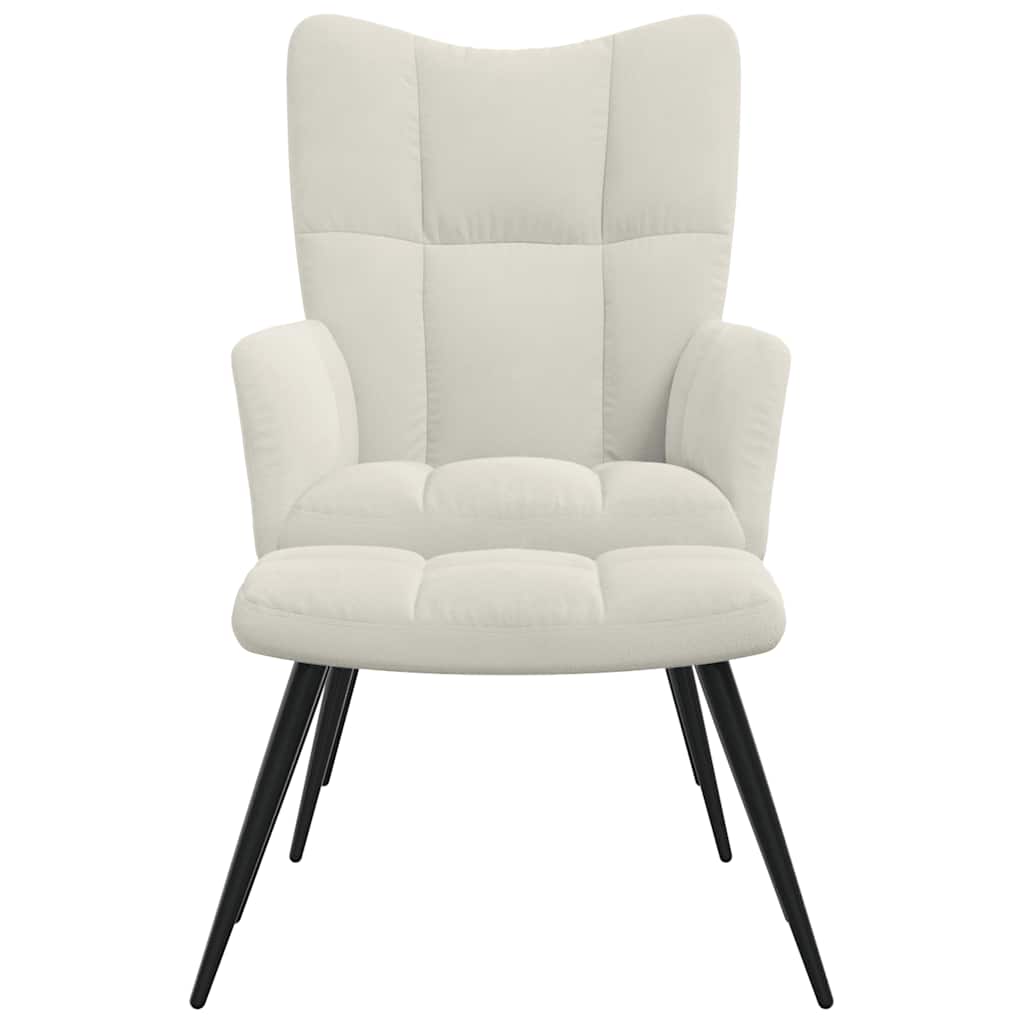 Relaxsessel mit Hocker Cremeweiß Samt
