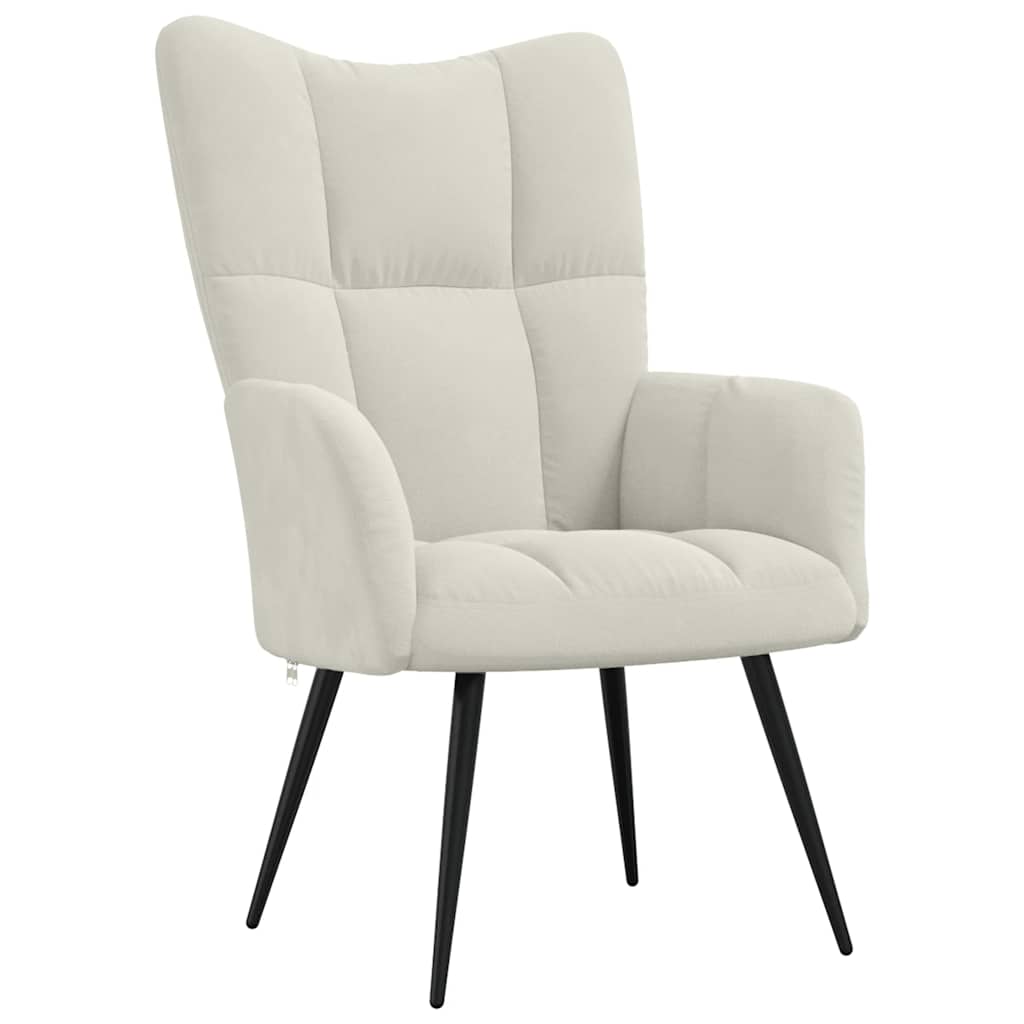 Relaxsessel mit Hocker Cremeweiß Samt