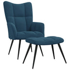 Relaxsessel mit Hocker Blau Samt
