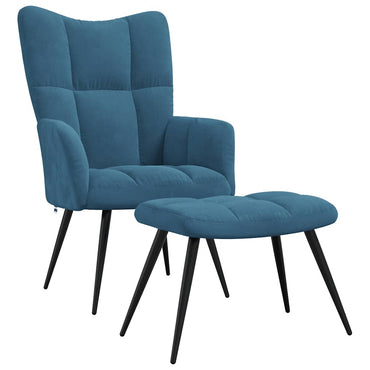 Relaxsessel mit Hocker Blau Samt