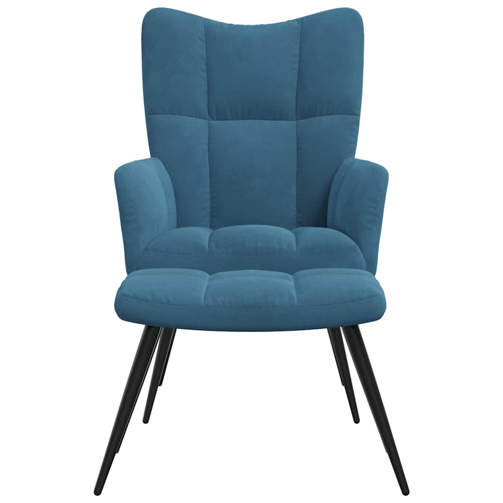 Relaxsessel mit Hocker Blau Samt