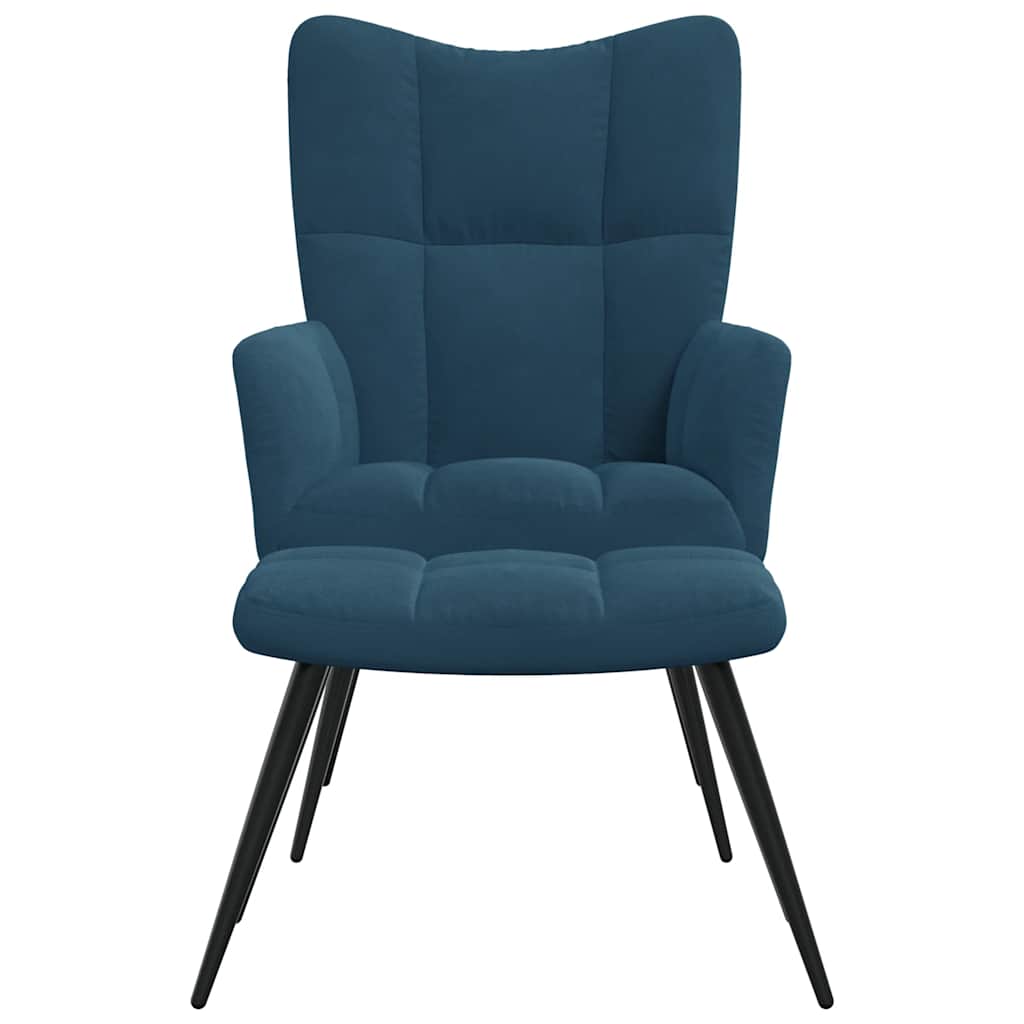 Relaxsessel mit Hocker Blau Samt