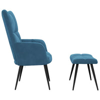 Relaxsessel mit Hocker Blau Samt