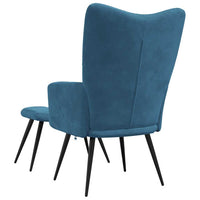 Relaxsessel mit Hocker Blau Samt