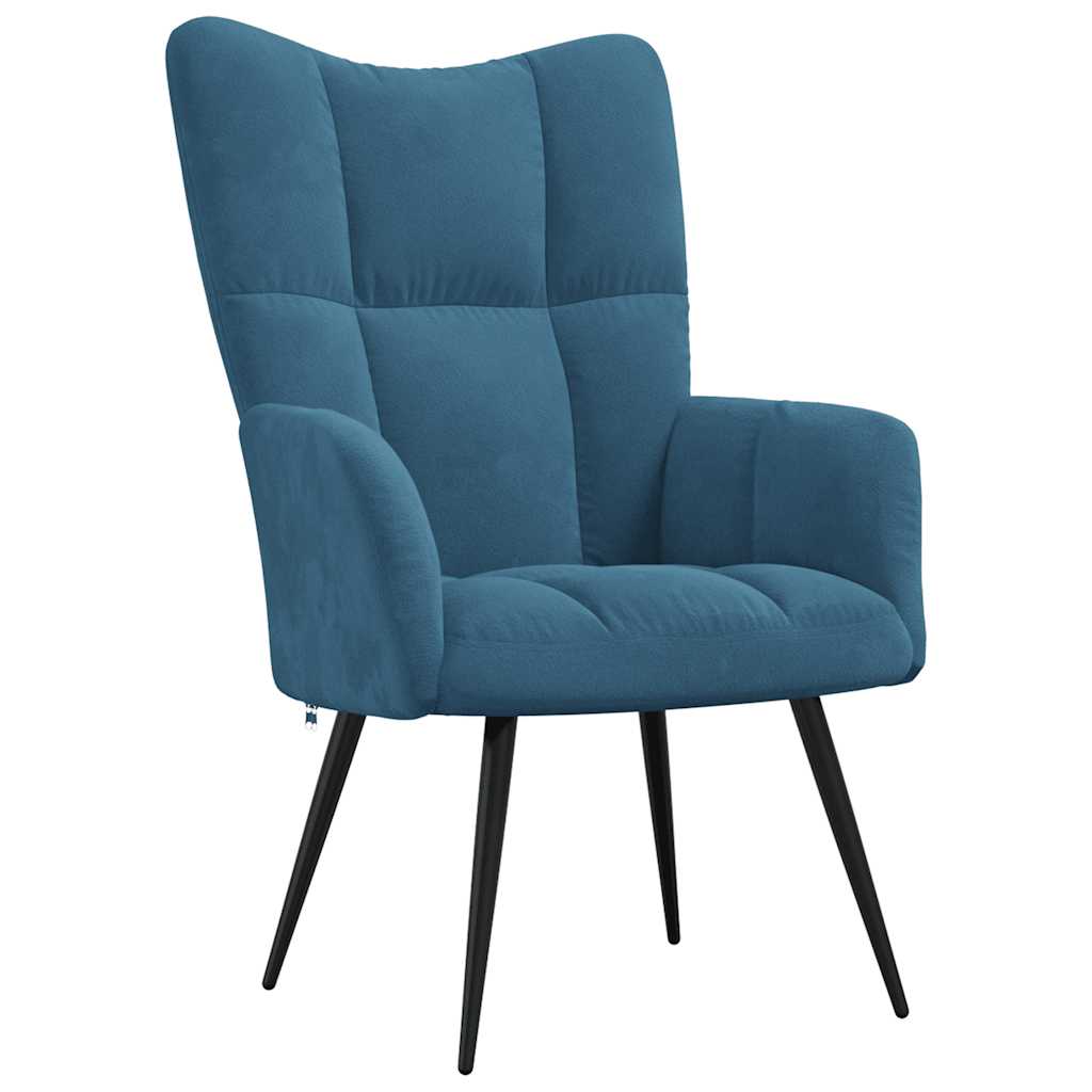 Relaxsessel mit Hocker Blau Samt