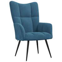 Relaxsessel mit Hocker Blau Samt