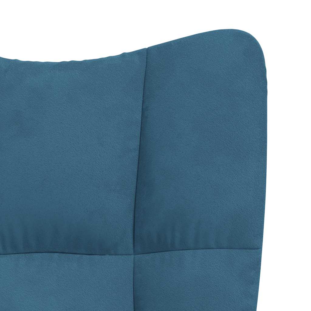 Relaxsessel mit Hocker Blau Samt