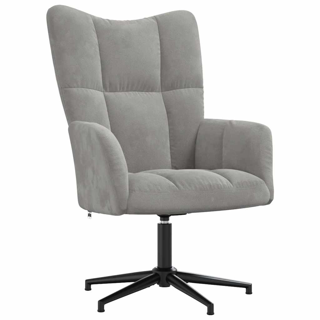 Relaxsessel mit Hocker Hellgrau Samt
