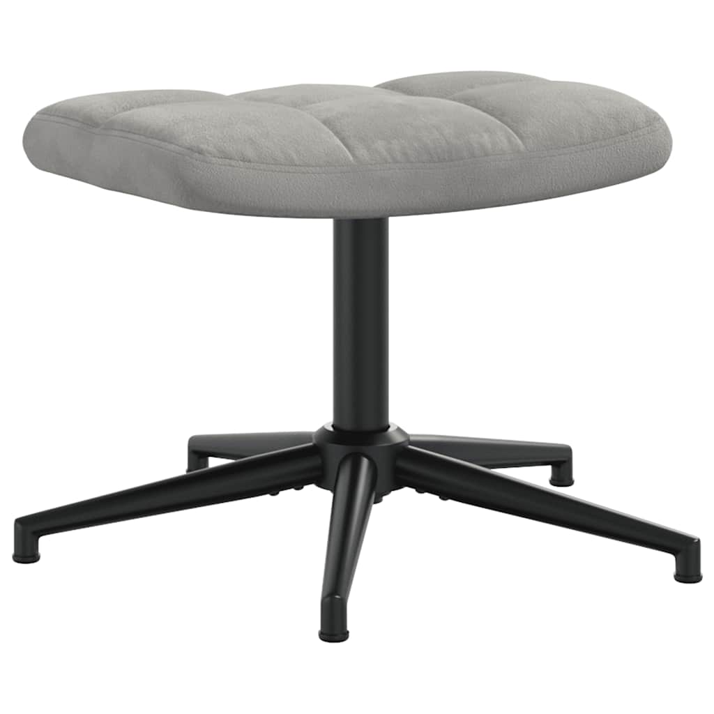 Relaxsessel mit Hocker Hellgrau Samt