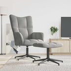 Relaxsessel mit Hocker Hellgrau Samt