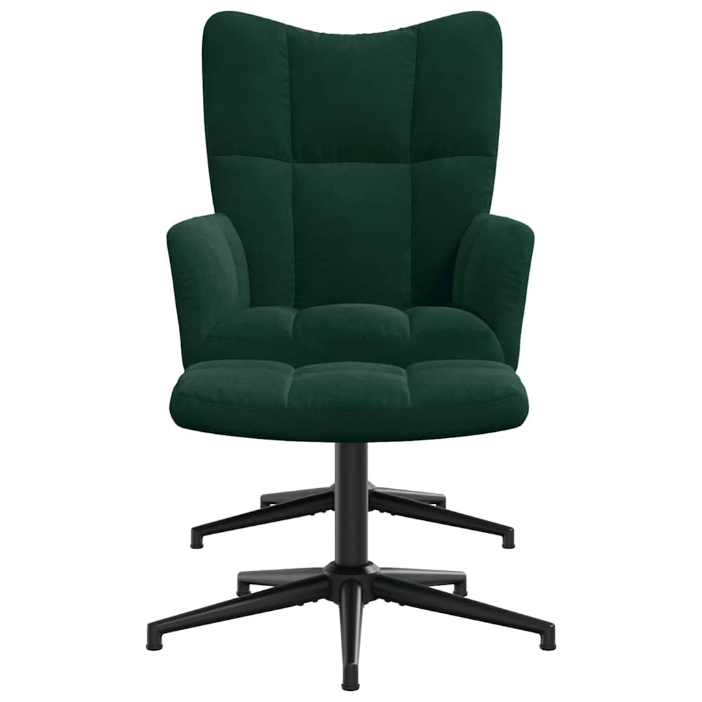 Relaxsessel mit Hocker Dunkelgrün Samt