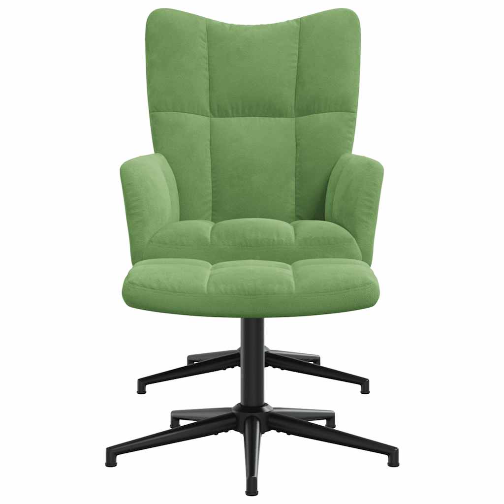 Relaxsessel mit Hocker Hellgrün Samt