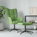 Relaxsessel mit Hocker Hellgrün Samt