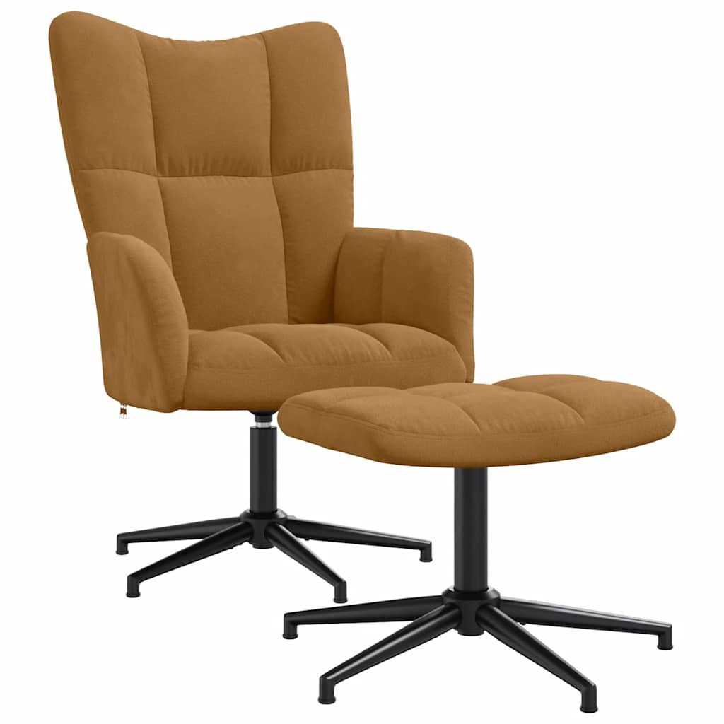 Relaxsessel mit Hocker Braun Samt