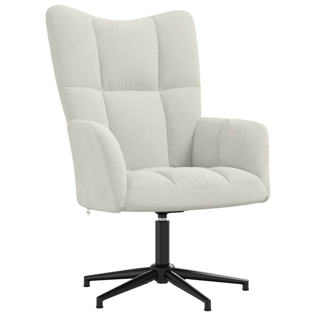 Relaxsessel mit Hocker Cremeweiß Samt