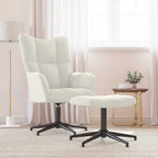 Relaxsessel mit Hocker Cremeweiß Samt