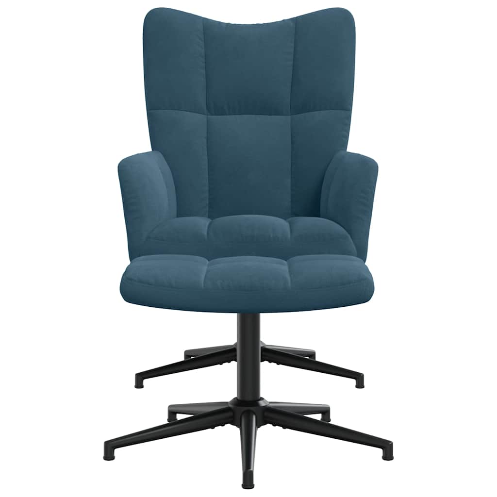 Relaxsessel mit Hocker Blau Samt